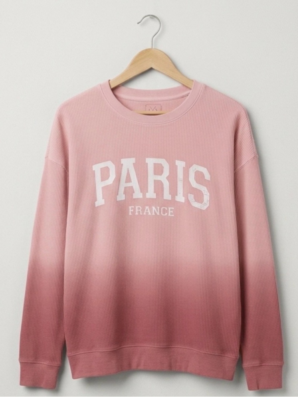 Thread & Supply Pink Ombre "PARIS FRANCE" Pullover Sweatshirt - Size Large